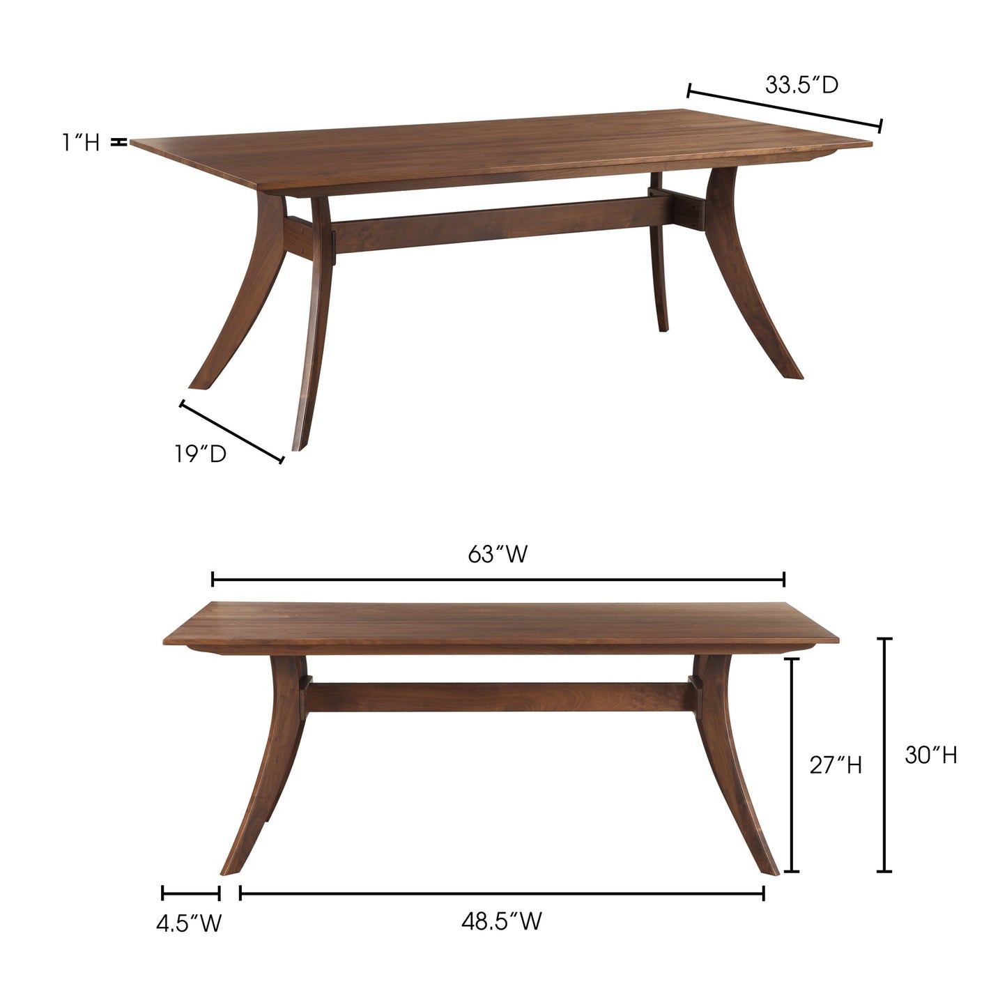 FLORENCE RECTANGULAR DINING TABLE SMALL WALNUT-6