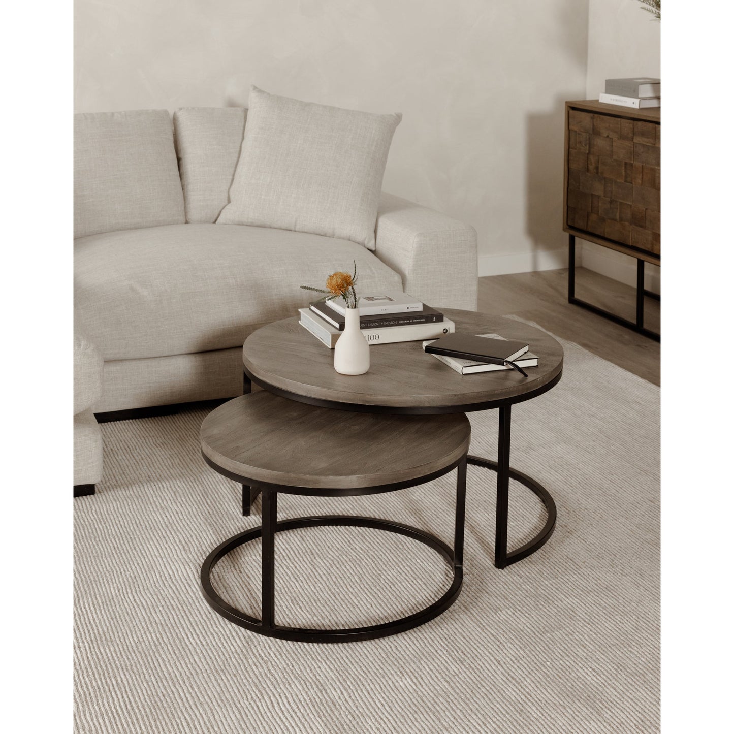 DREY ROUND NESTING COFFEE TABLES SET OF 2-5