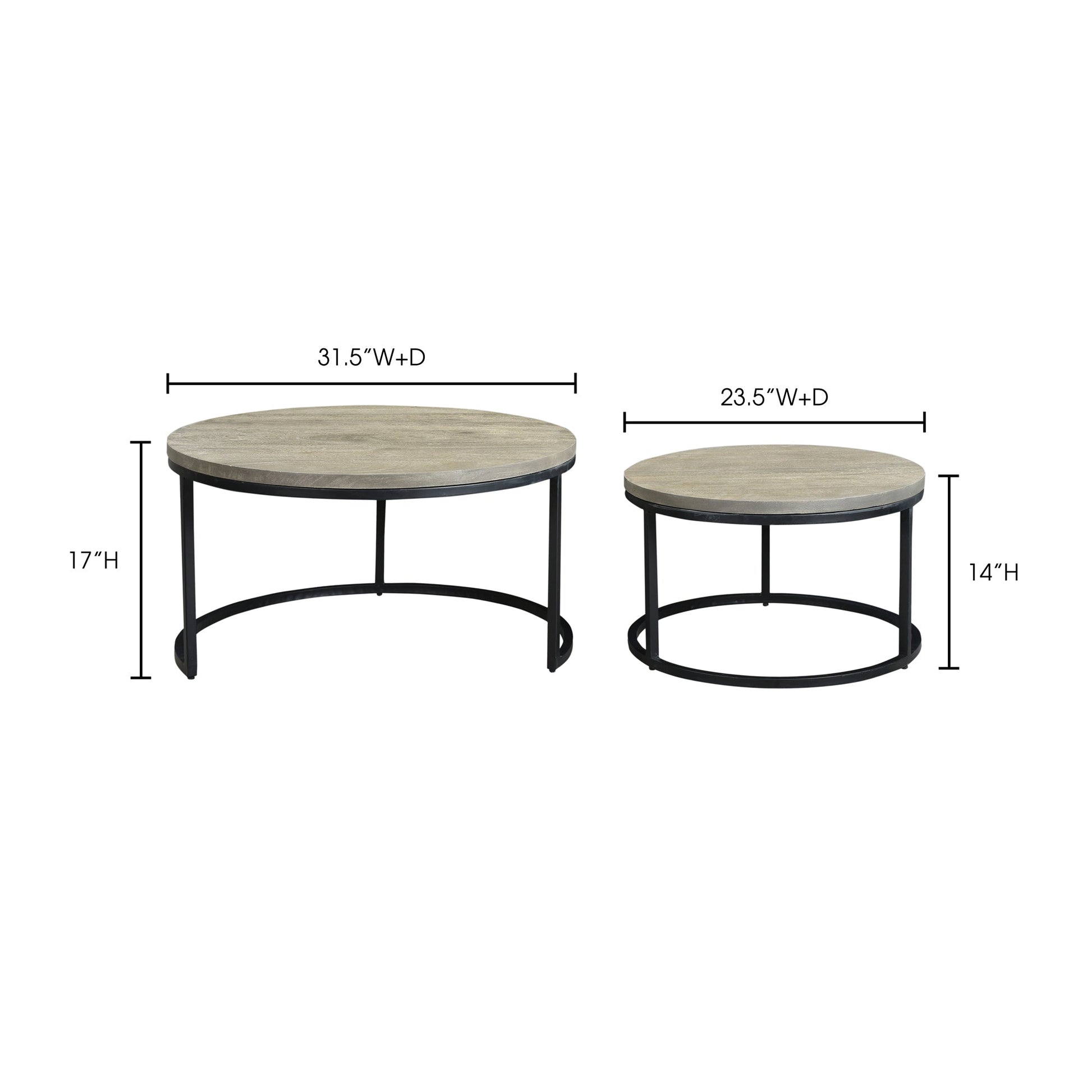 DREY ROUND NESTING COFFEE TABLES SET OF 2-6