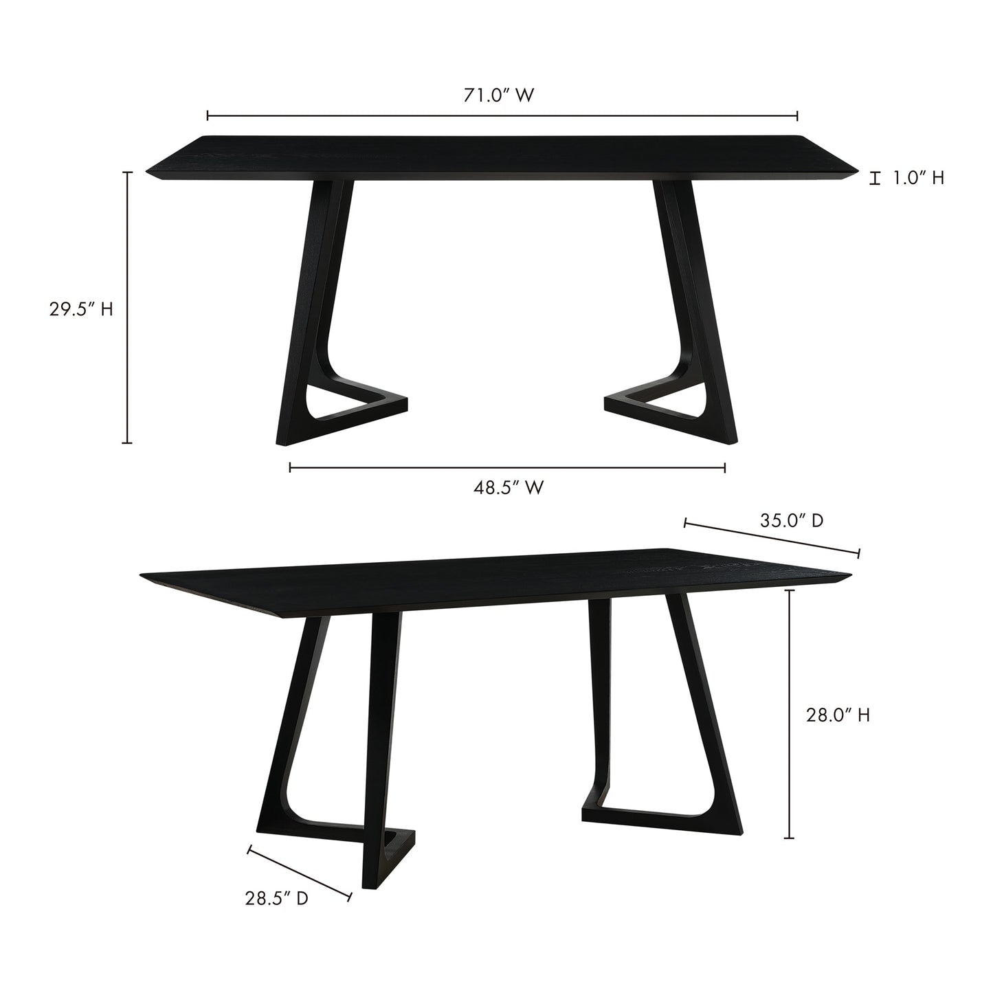 GODENZA DINING TABLE RECTANGULAR BLACK ASH-12