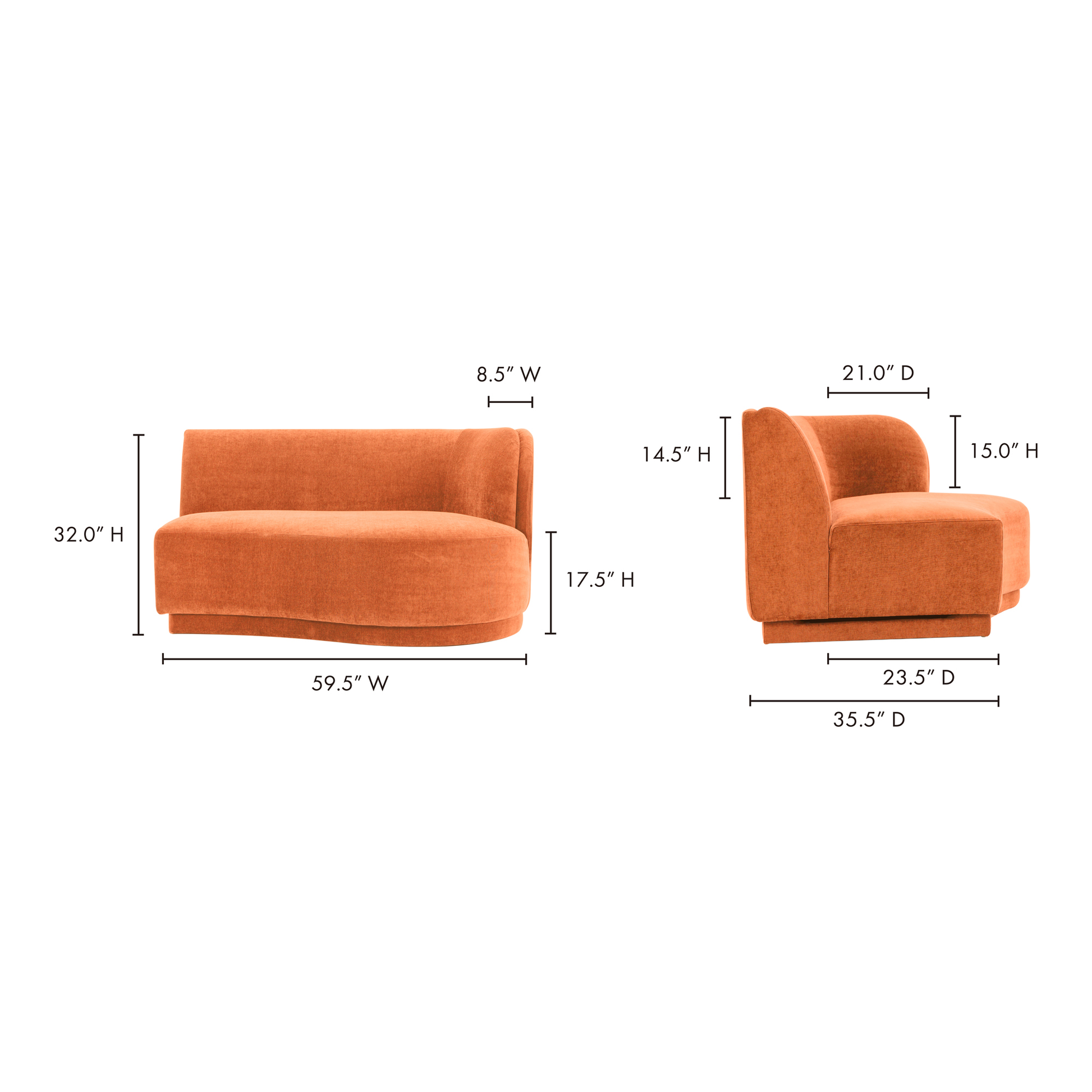 YOON 2 SEAT SOFA RIGHT FIRED RUST-8