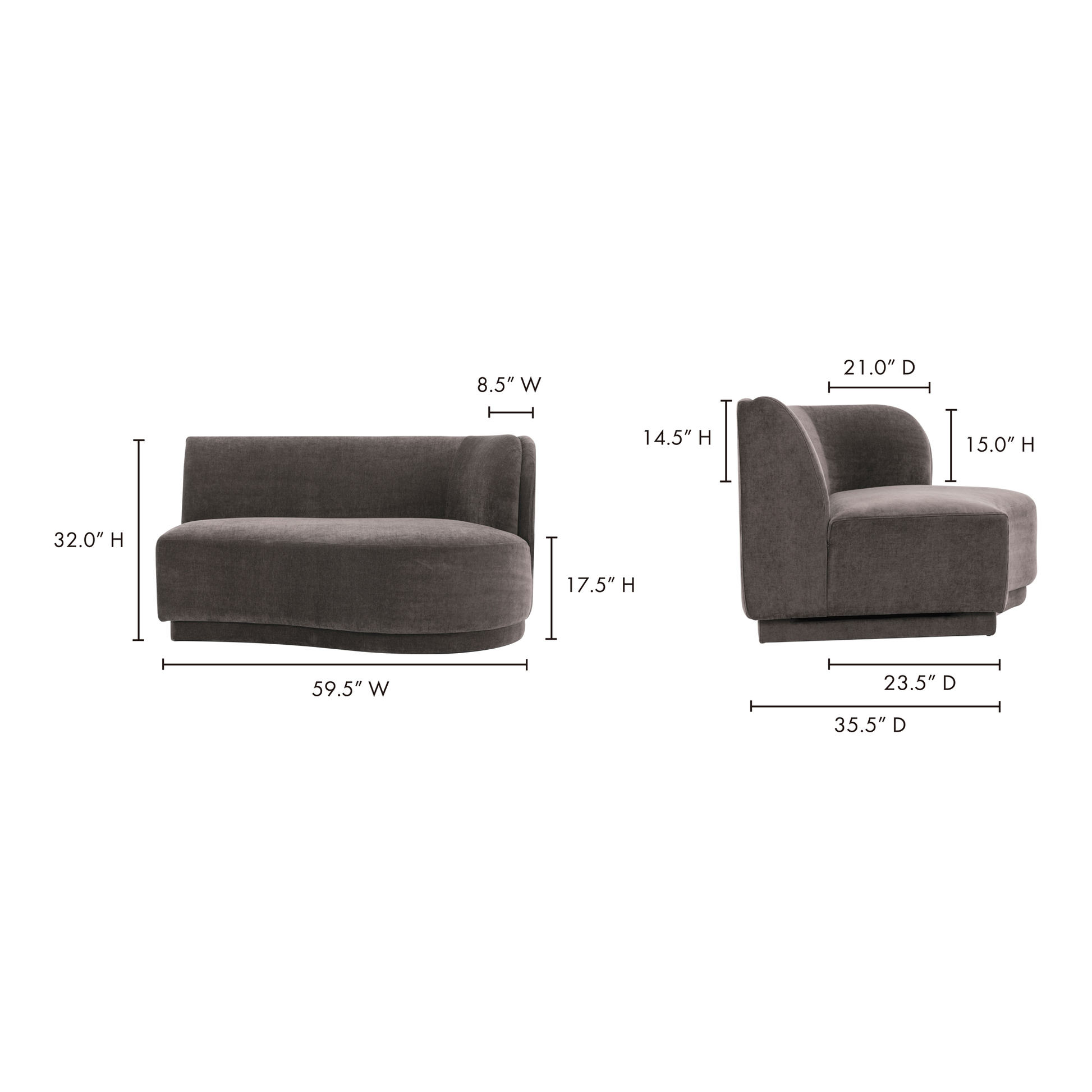 YOON 2 SEAT SOFA RIGHT UMBRA GREY-6