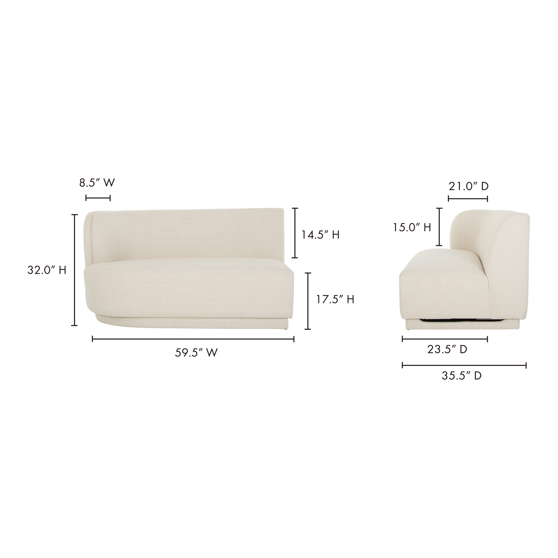 YOON 2 SEAT SOFA LEFT SWEET CREAM-9