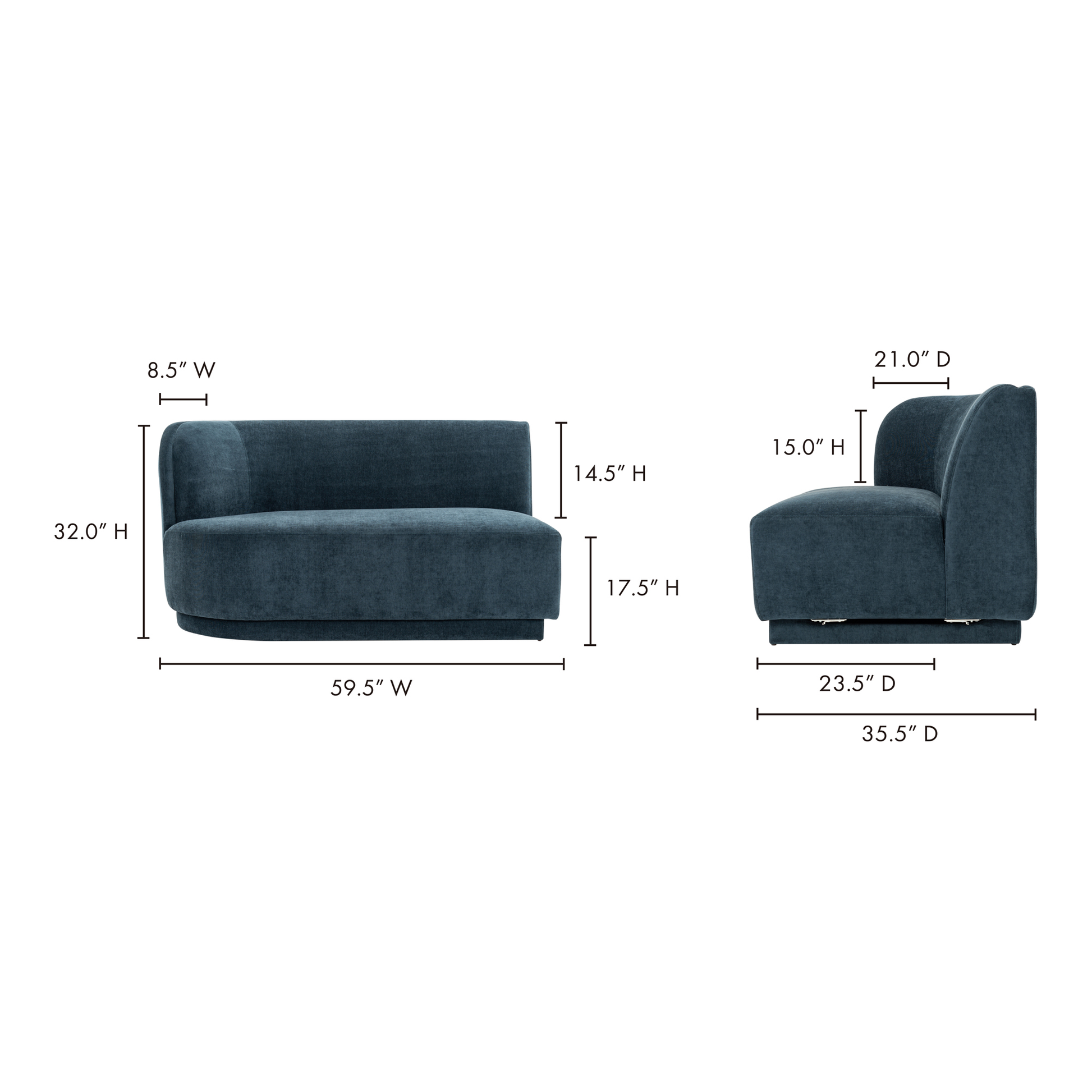 YOON 2 SEAT SOFA LEFT NIGHTSHADE BLUE-6