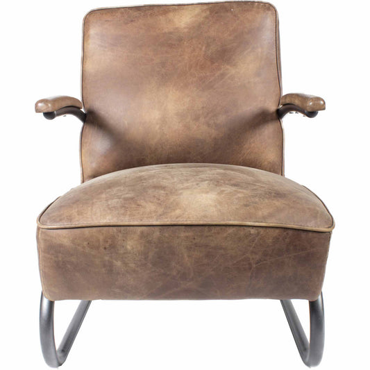 **PERTH CLUB CHAIR GRAZED BROWN LEATHER-0