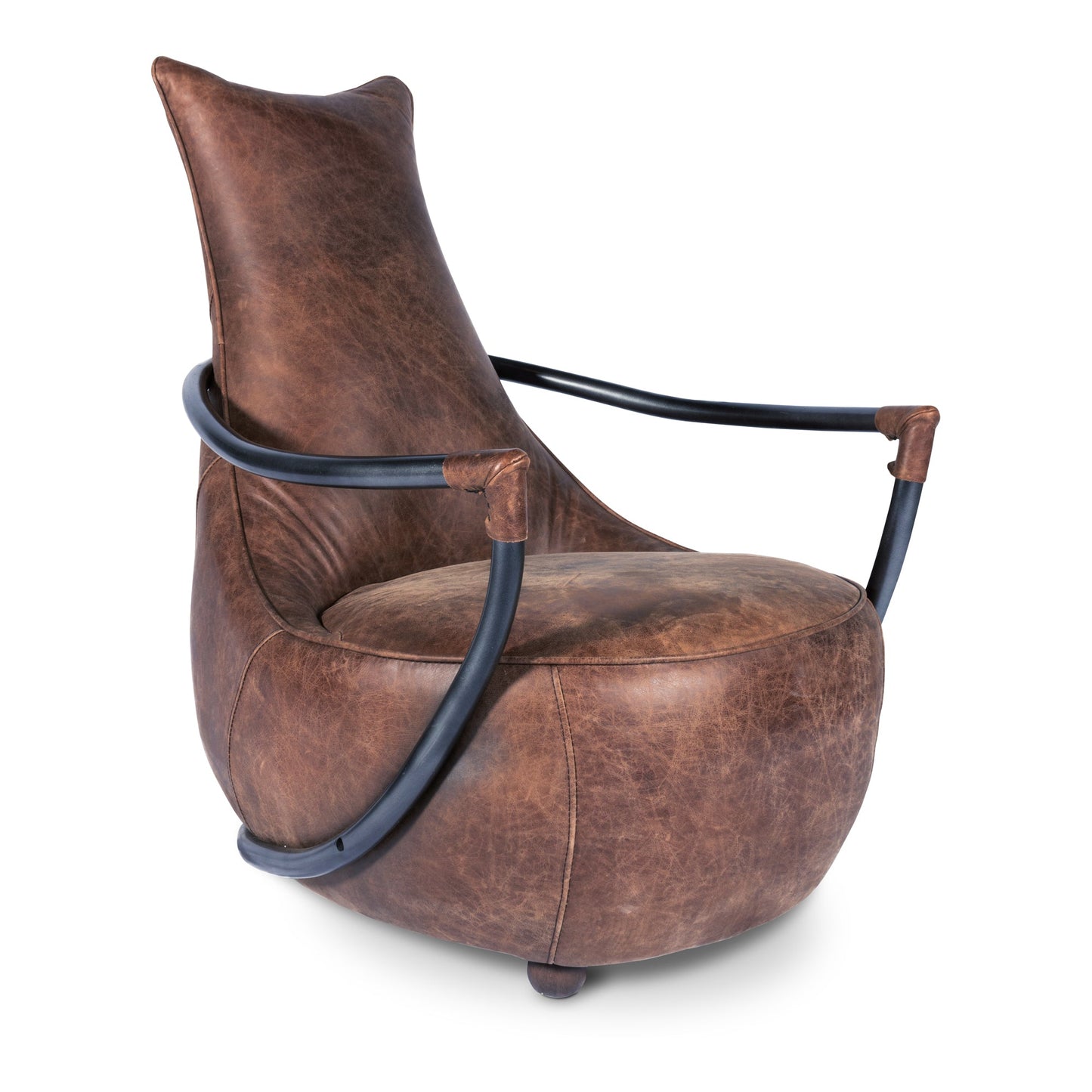 CARLISLE CLUB CHAIR GRAZED BROWN LEATHER-1