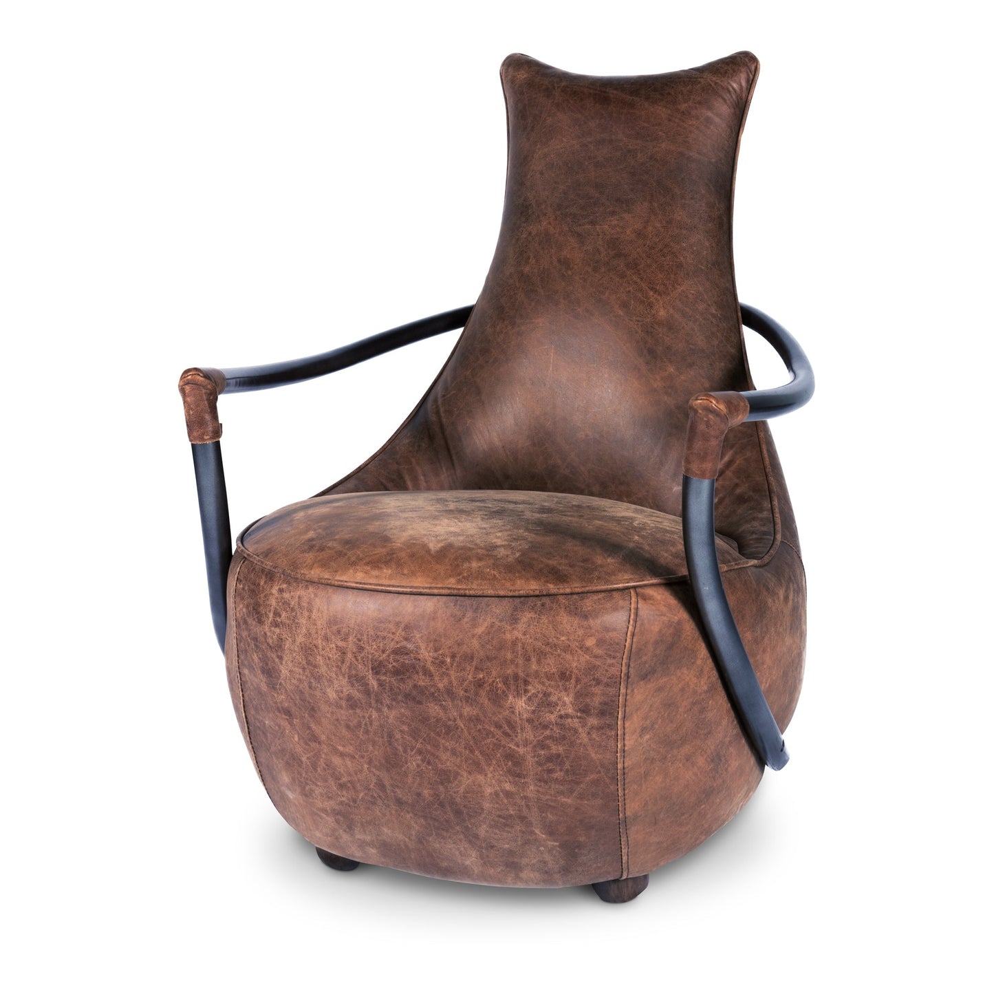 CARLISLE CLUB CHAIR GRAZED BROWN LEATHER-4