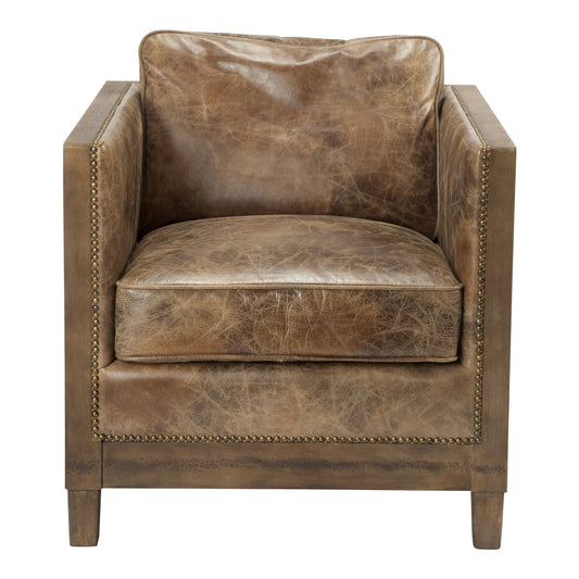 DARLINGTON CLUB CHAIR GRAZED BROWN LEATHER-0