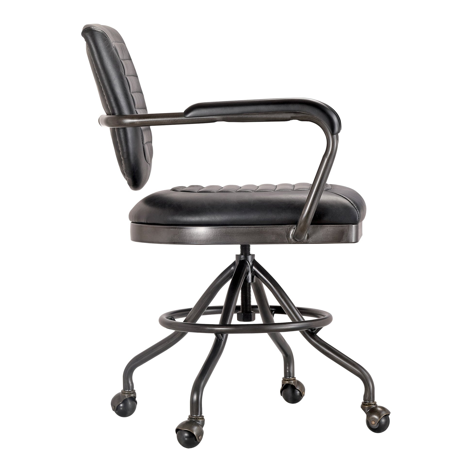 FOSTER SWIVEL DESK CHAIR ONYX BLACK LEATHER-2