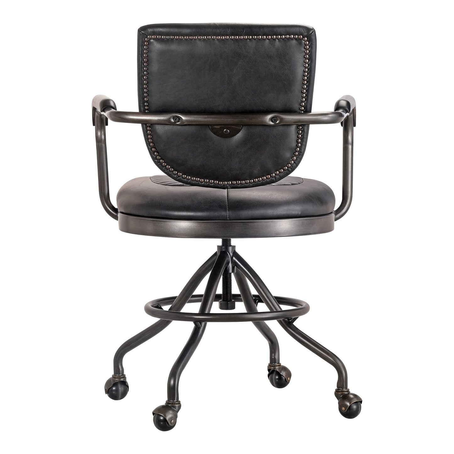 FOSTER SWIVEL DESK CHAIR ONYX BLACK LEATHER-3