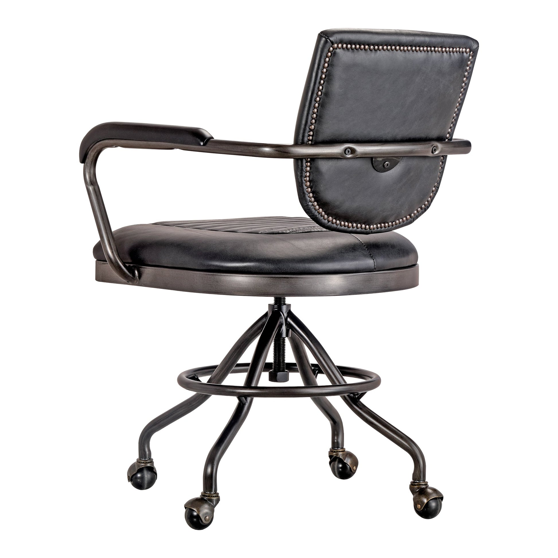 FOSTER SWIVEL DESK CHAIR ONYX BLACK LEATHER-4