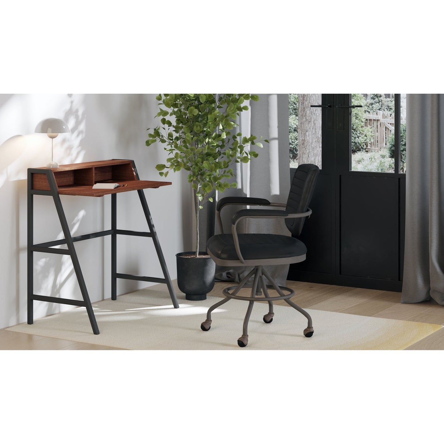 FOSTER SWIVEL DESK CHAIR ONYX BLACK LEATHER-8