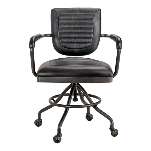 FOSTER SWIVEL DESK CHAIR ONYX BLACK LEATHER-0