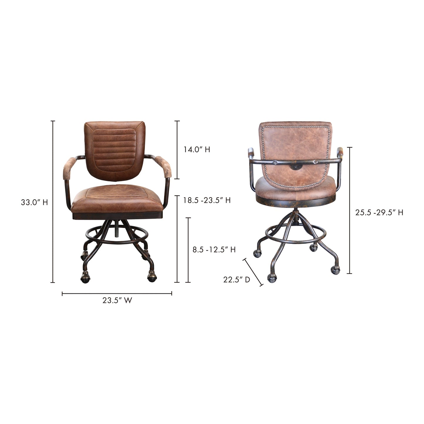 FOSTER SWIVEL DESK CHAIR CON PANA BROWN LEATHER-7