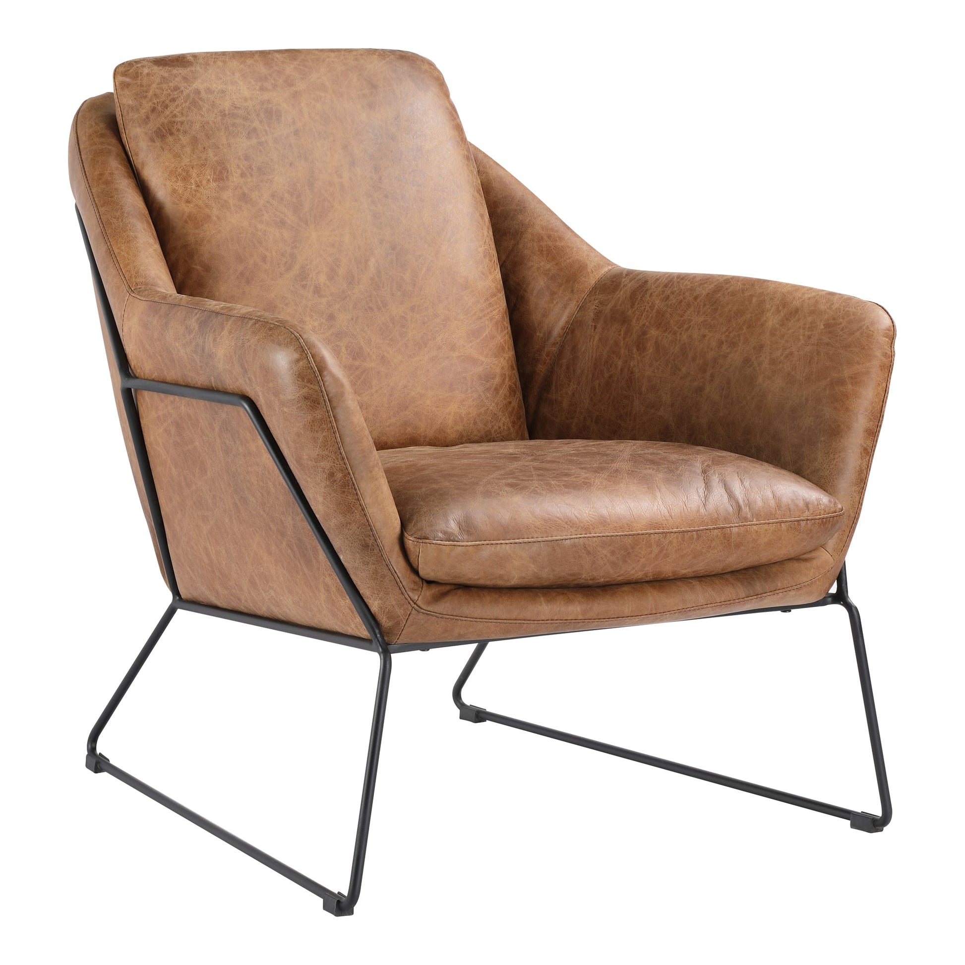 GREER CLUB CHAIR OPEN ROAD BROWN LEATHER-1