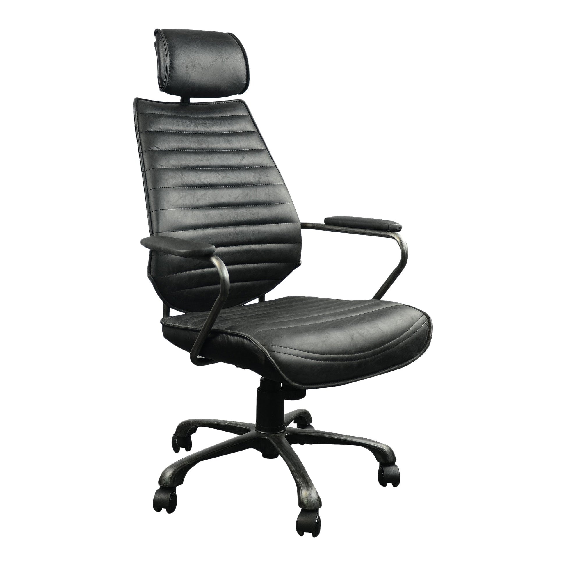 EXECUTIVE SWIVEL OFFICE CHAIR ONYX BLACK LEATHER-1