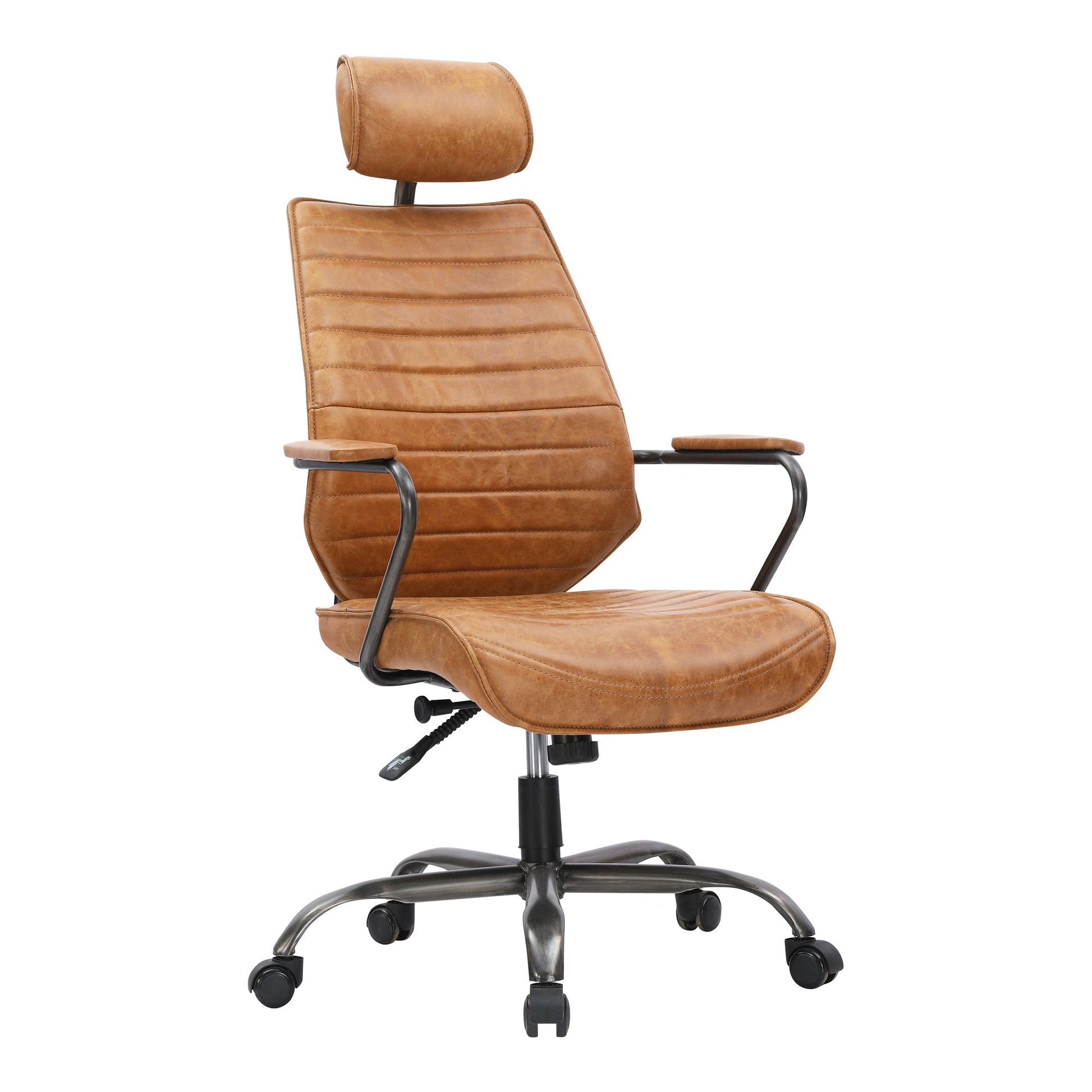 EXECUTIVE SWIVEL OFFICE CHAIR CIGARE TAN LEATHER-1