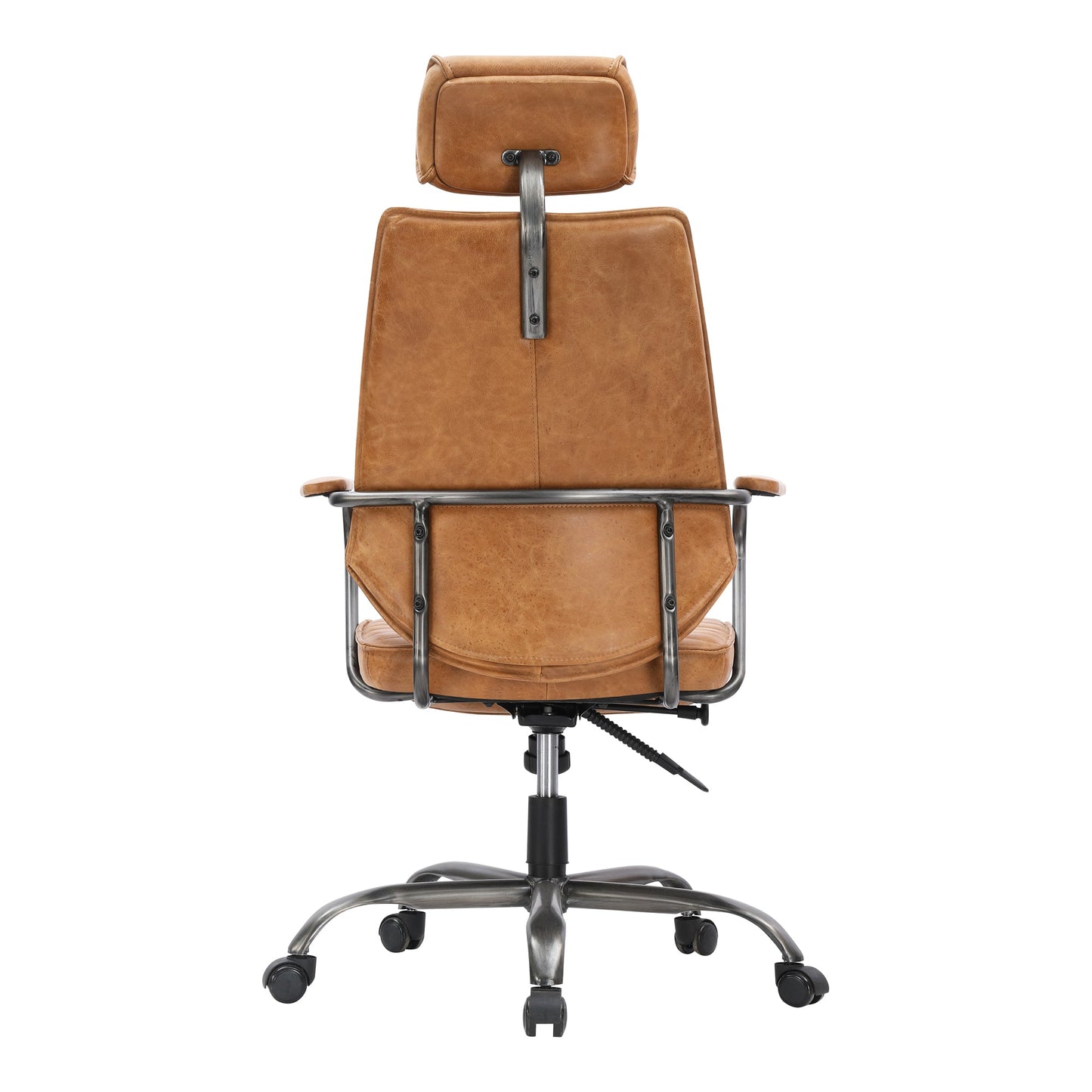 EXECUTIVE SWIVEL OFFICE CHAIR CIGARE TAN LEATHER-3