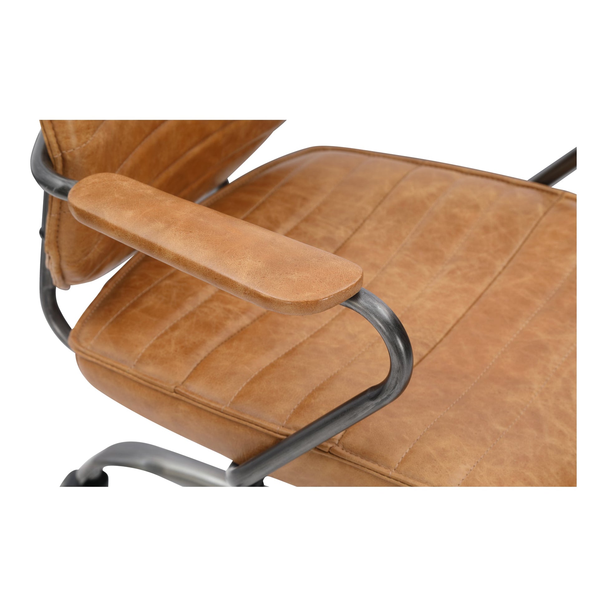 EXECUTIVE SWIVEL OFFICE CHAIR CIGARE TAN LEATHER-5