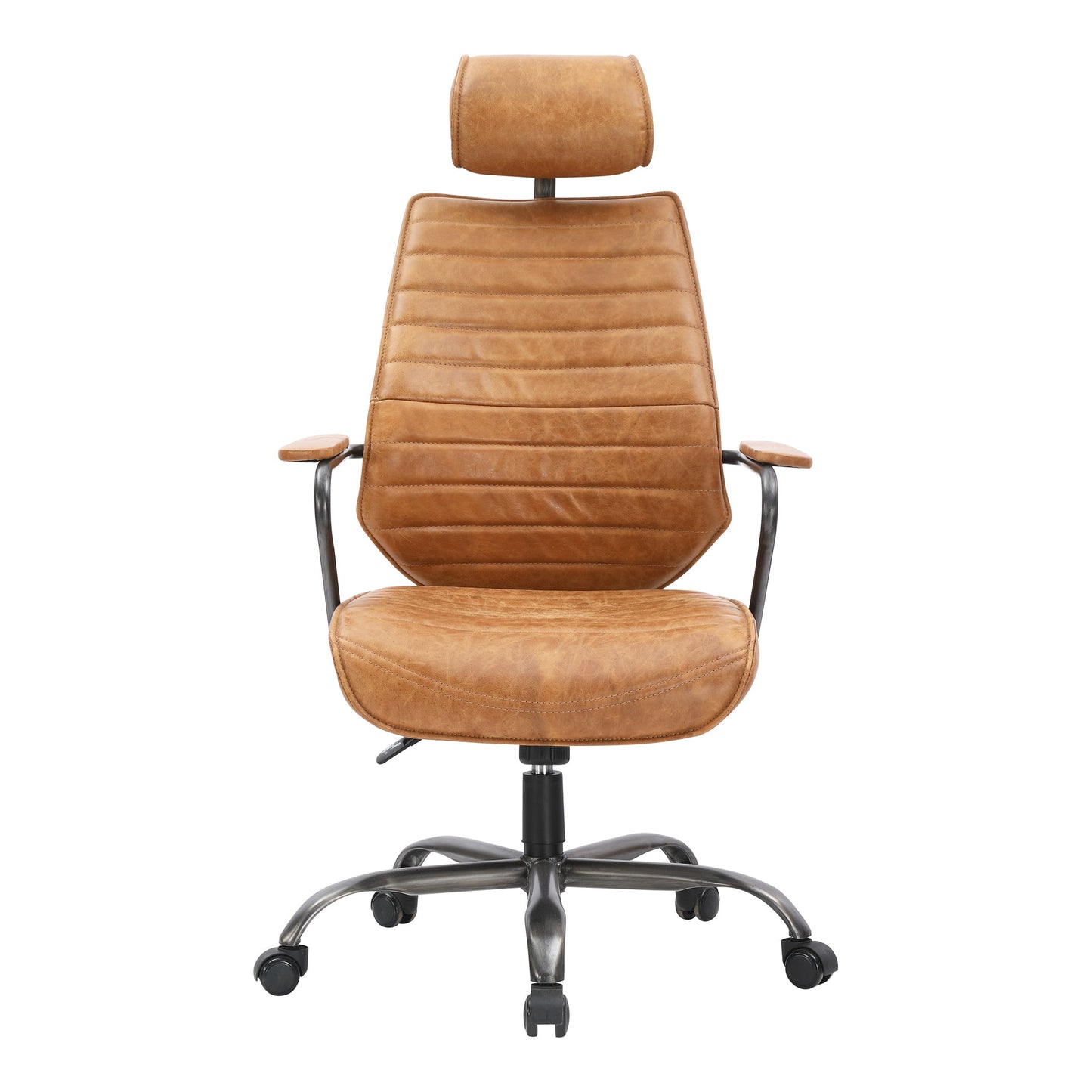 EXECUTIVE SWIVEL OFFICE CHAIR CIGARE TAN LEATHER-0