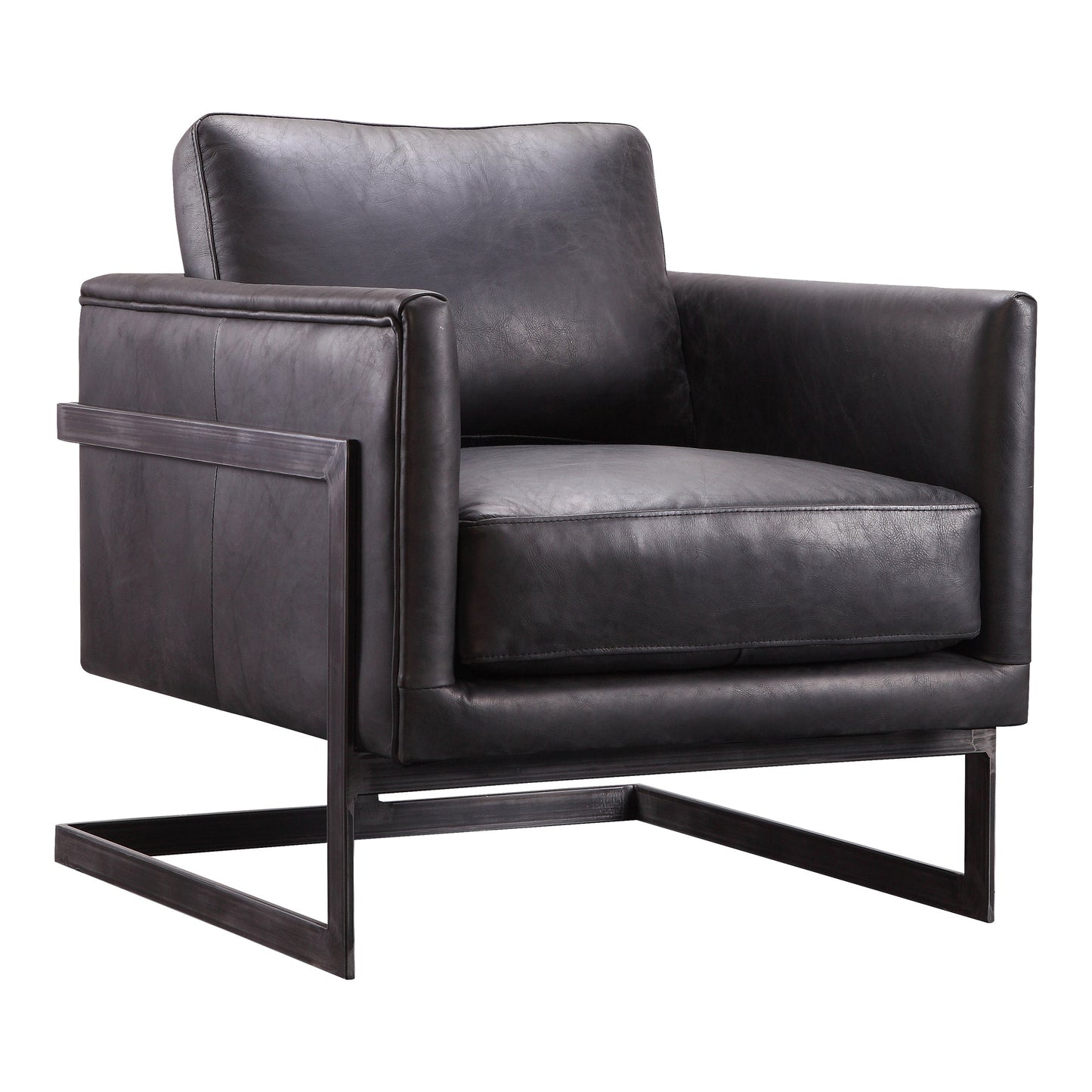 LUXLEY CLUB CHAIR ONYX BLACK LEATHER-1