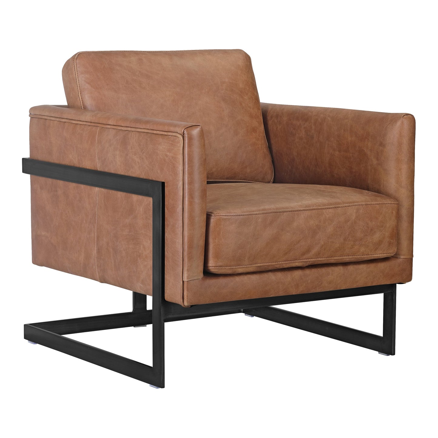 LUXLEY CLUB CHAIR OPEN ROAD BROWN LEATHER-1