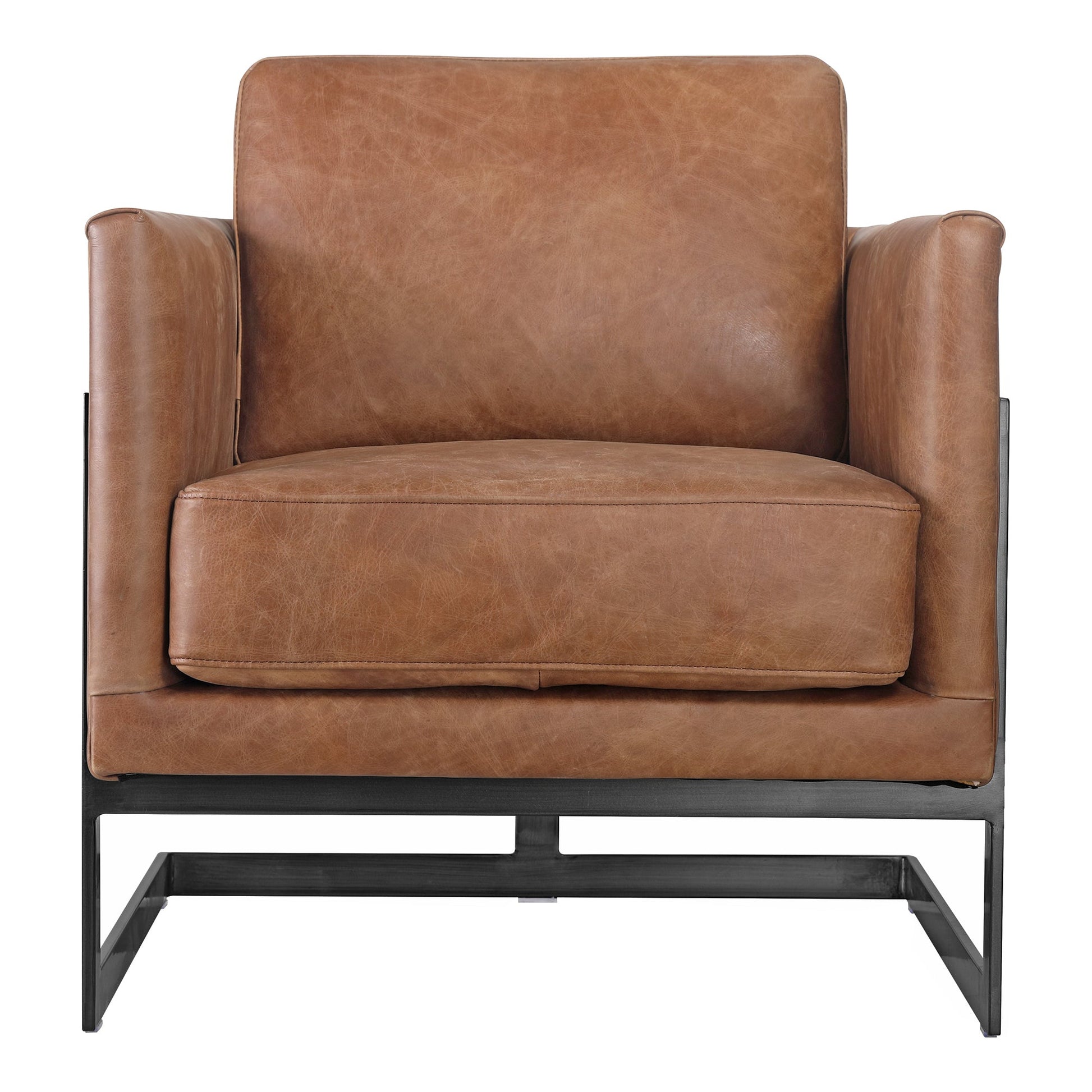 LUXLEY CLUB CHAIR OPEN ROAD BROWN LEATHER-0