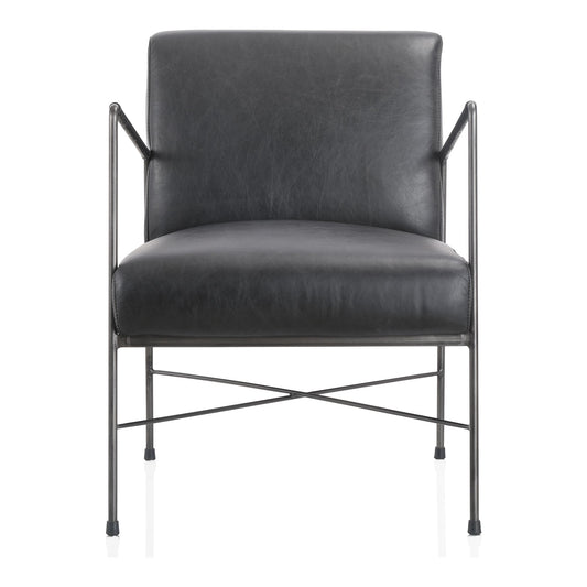 DAGWOOD LEATHER ARM CHAIR ONYX BLACK LEATHER-0