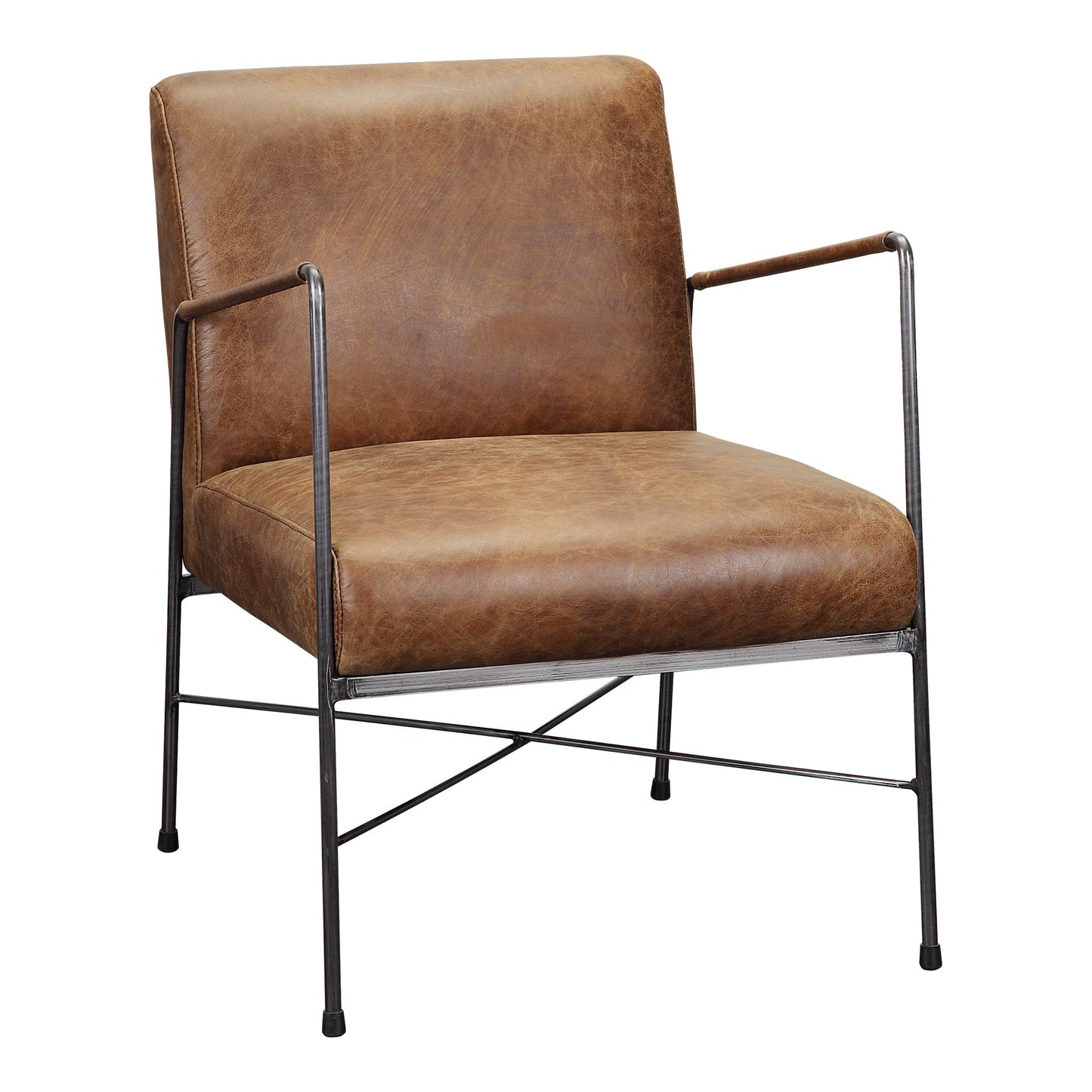 DAGWOOD LEATHER ARM CHAIR OPEN ROAD BROWN LEATHER-1