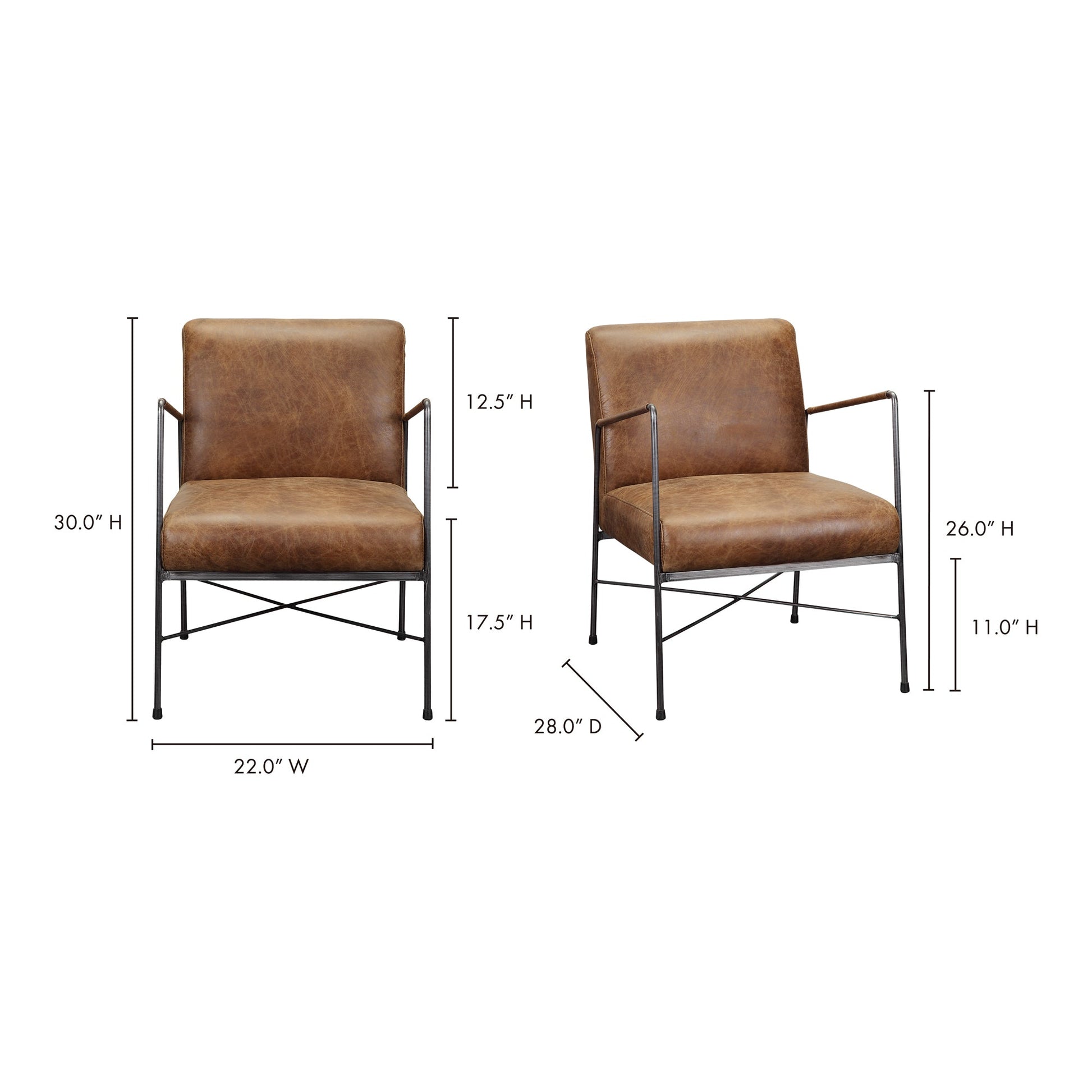 DAGWOOD LEATHER ARM CHAIR OPEN ROAD BROWN LEATHER-8