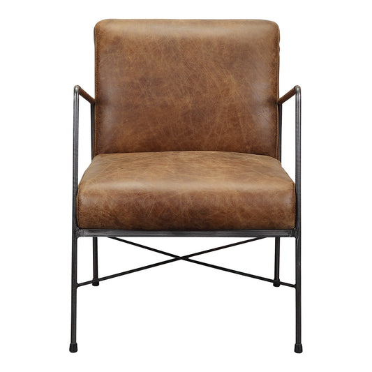 DAGWOOD LEATHER ARM CHAIR OPEN ROAD BROWN LEATHER-0