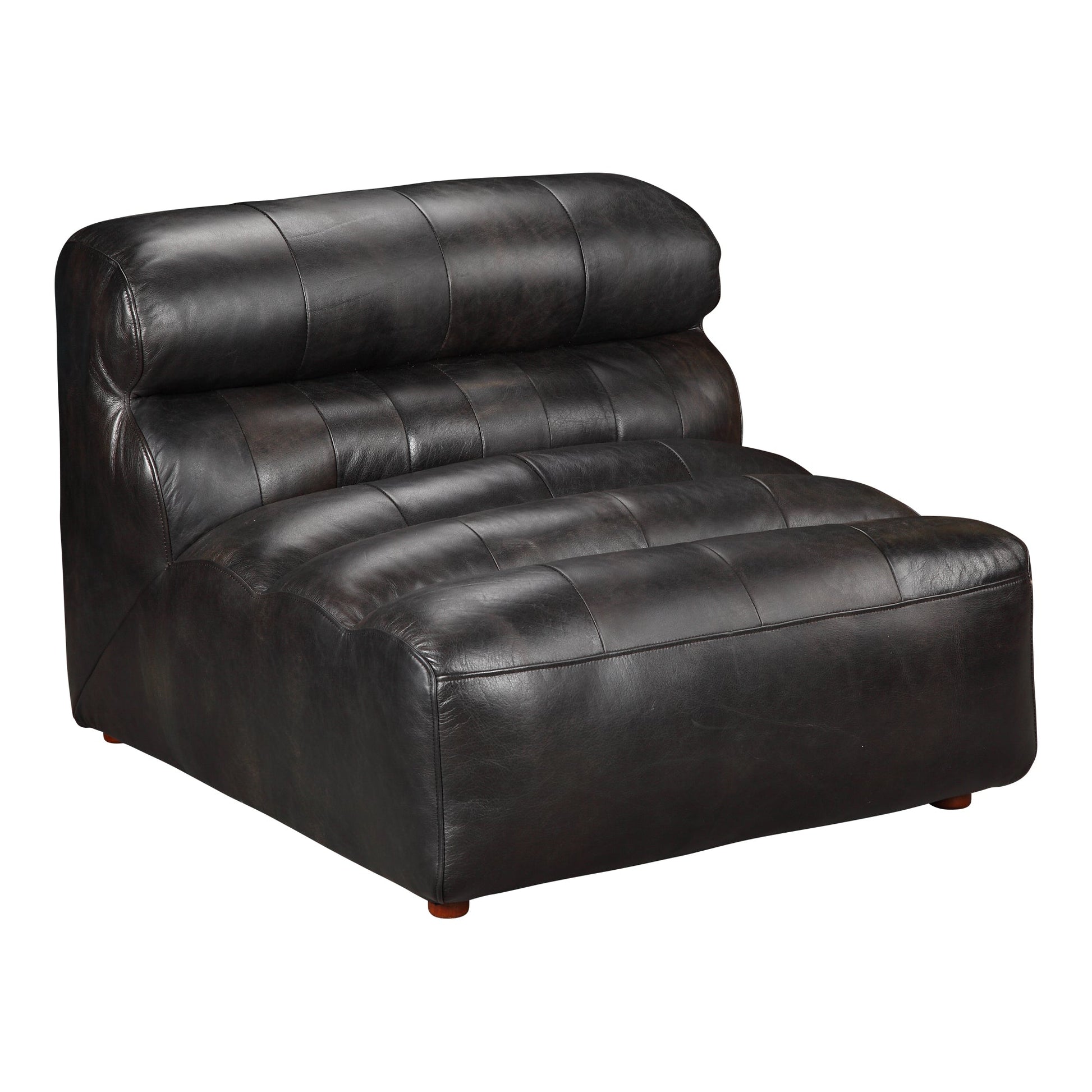 RAMSAY LEATHER SLIPPER CHAIR ANTIQUE BLACK-1