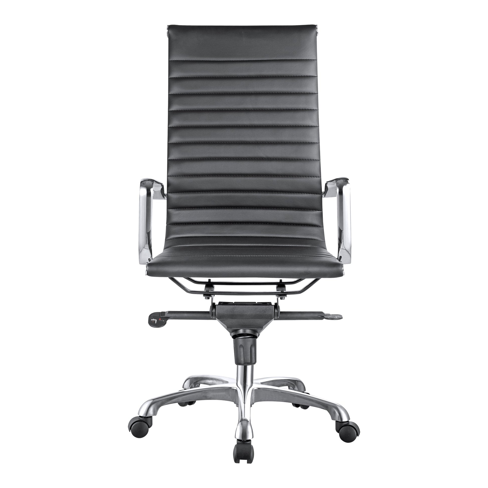 *STUDIO SWIVEL OFFICE CHAIR HIGH BACK BLACK VEGAN LEATHER-0