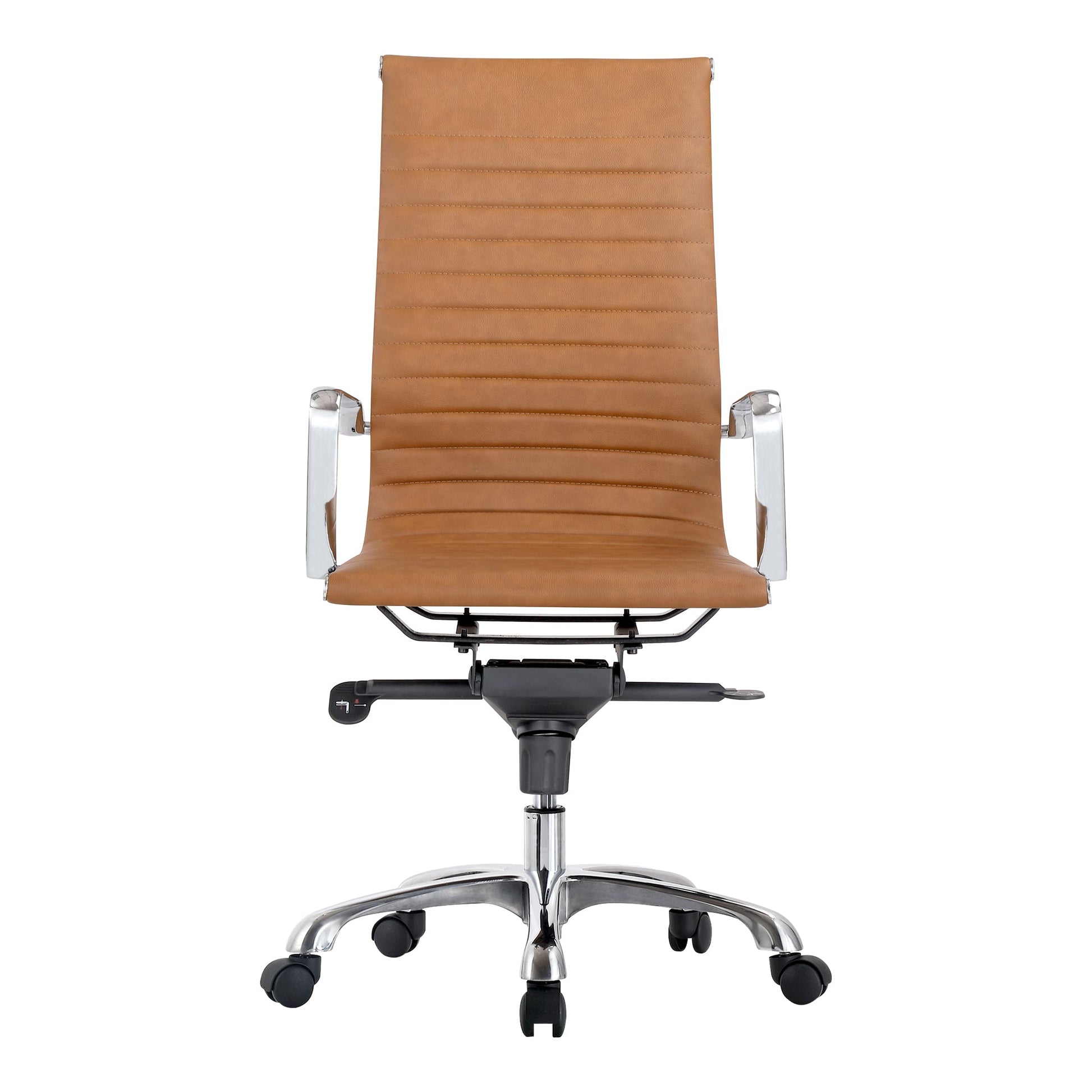 *STUDIO SWIVEL OFFICE CHAIR HIGH BACK TAN VEGAN LEATHER-0