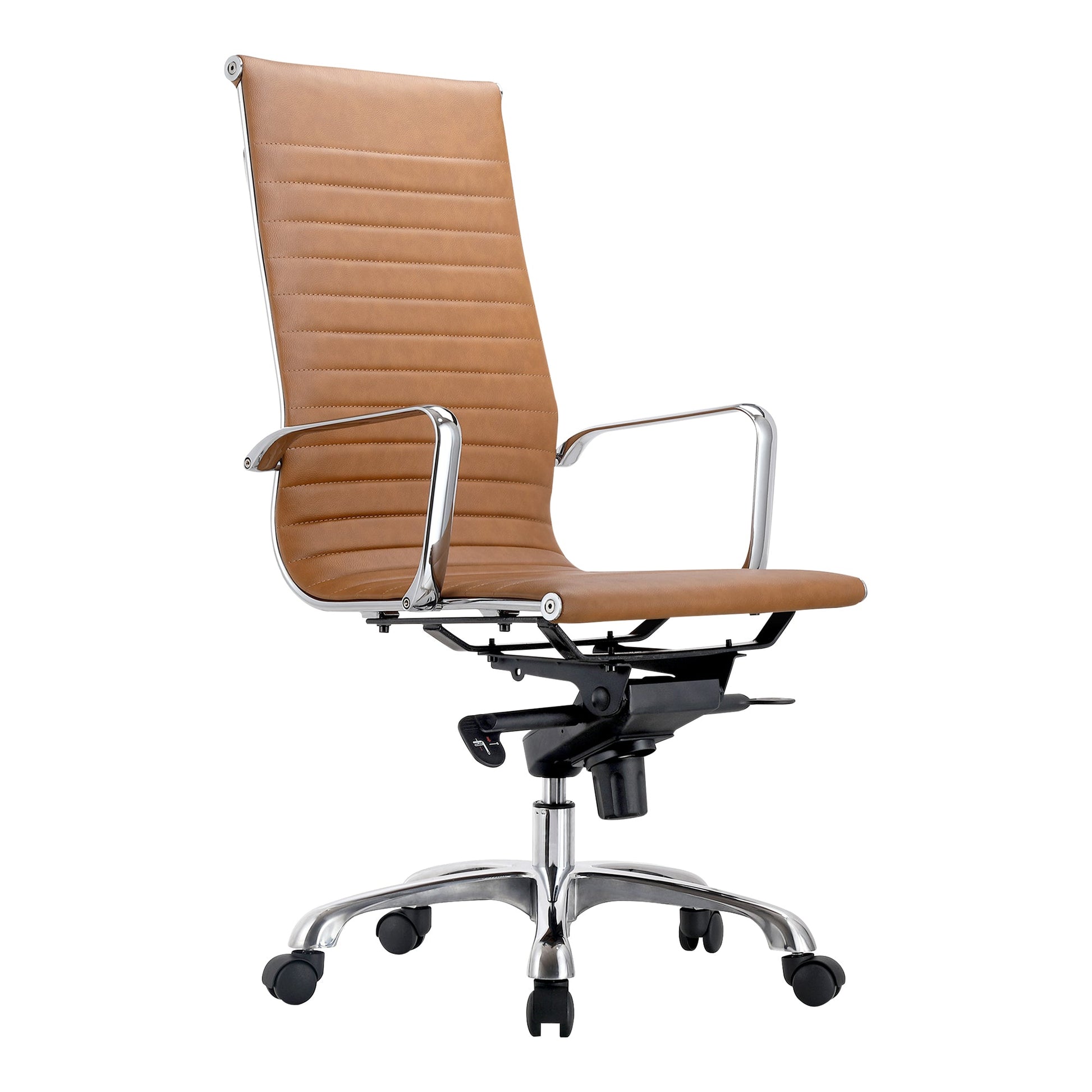 *STUDIO SWIVEL OFFICE CHAIR HIGH BACK TAN VEGAN LEATHER-1