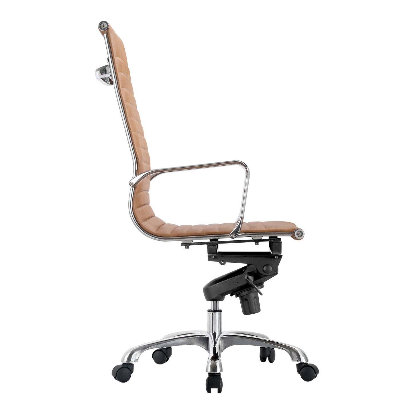 *STUDIO SWIVEL OFFICE CHAIR HIGH BACK TAN VEGAN LEATHER-2