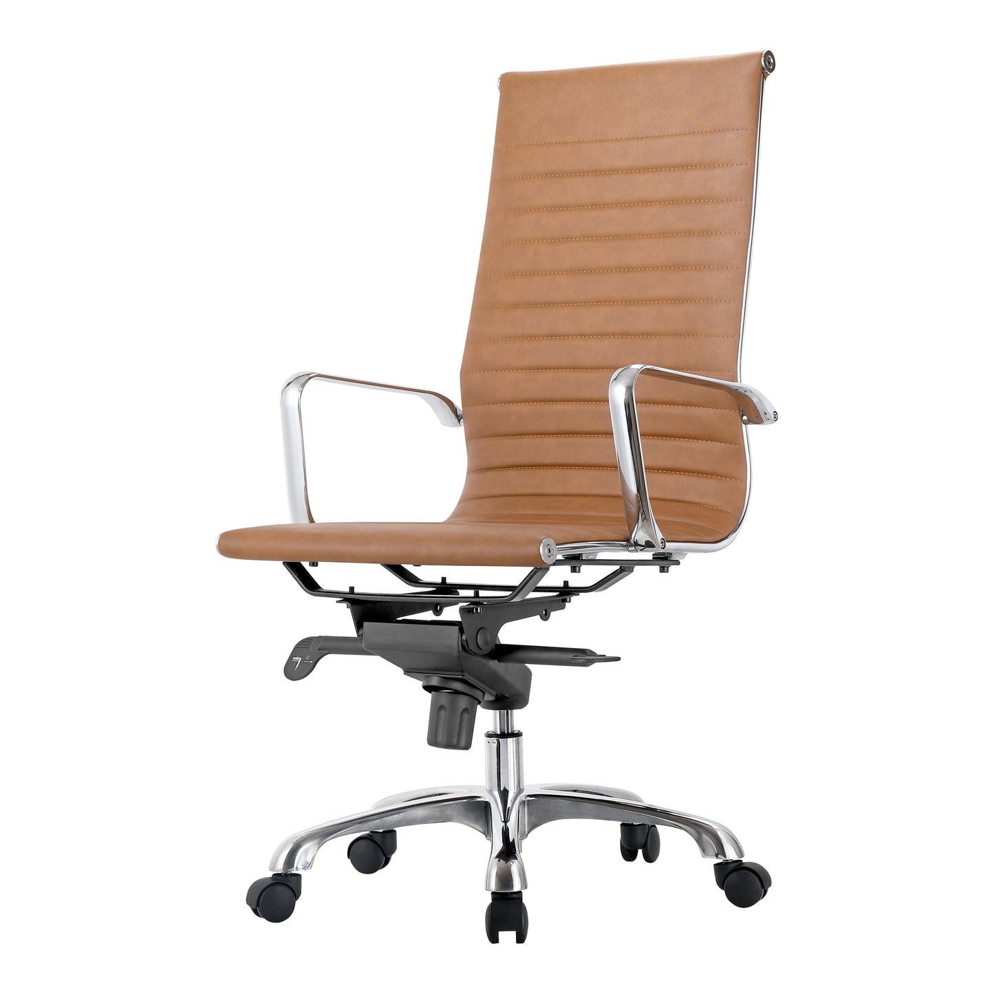 *STUDIO SWIVEL OFFICE CHAIR HIGH BACK TAN VEGAN LEATHER-4