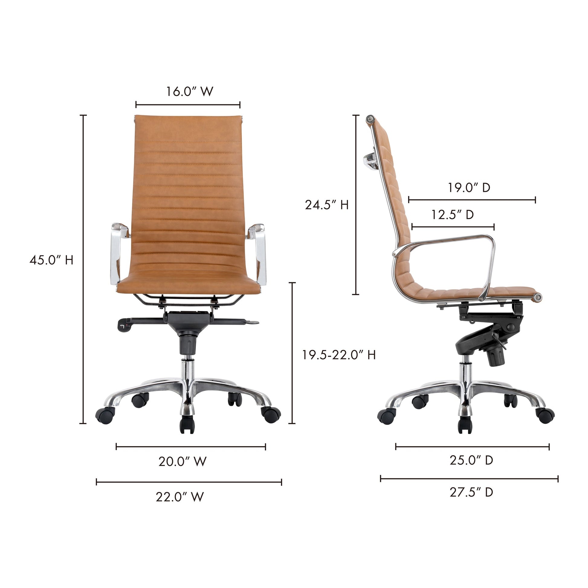 *STUDIO SWIVEL OFFICE CHAIR HIGH BACK TAN VEGAN LEATHER-6