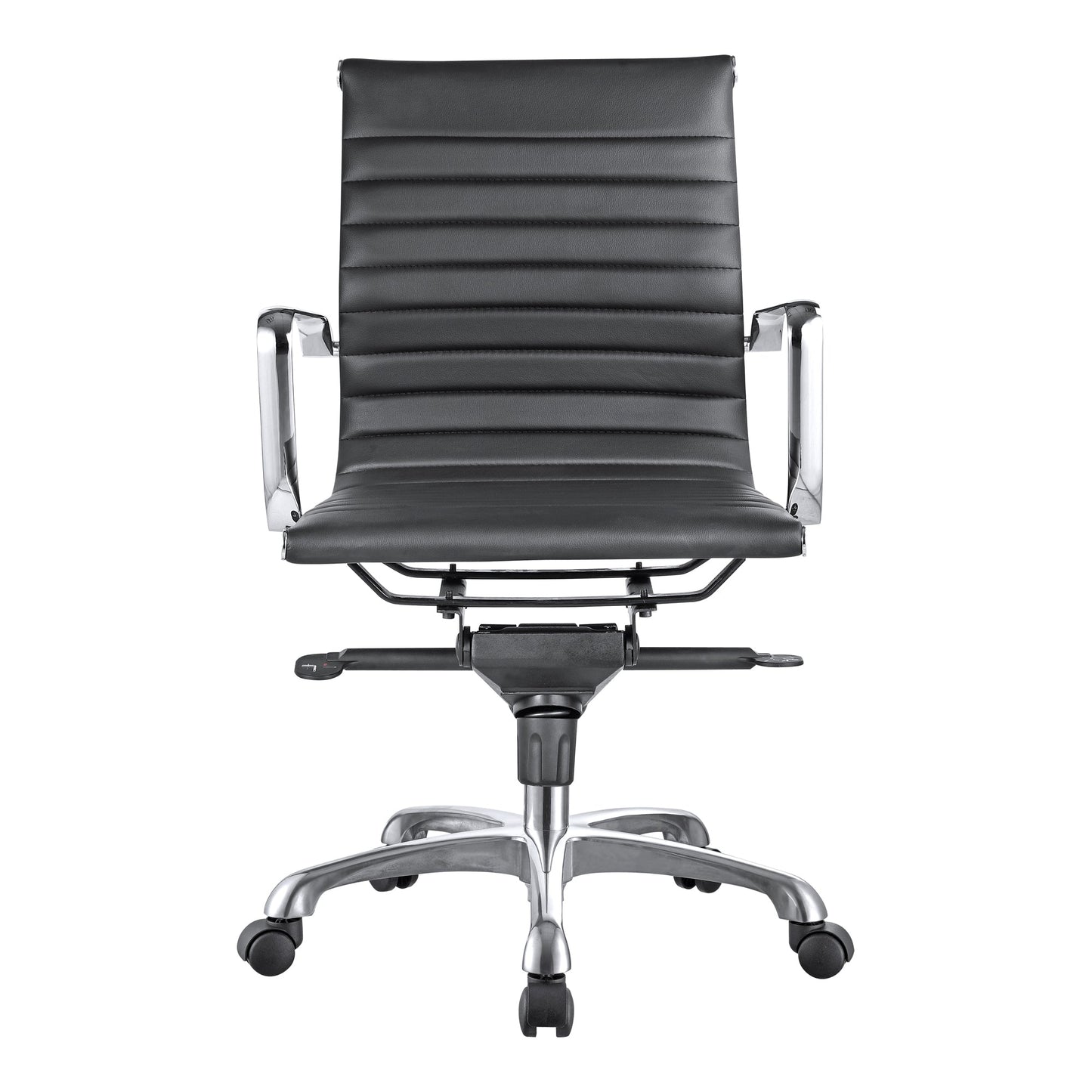 STUDIO SWIVEL OFFICE CHAIR LOW BACK BLACK VEGAN LEATHER-0