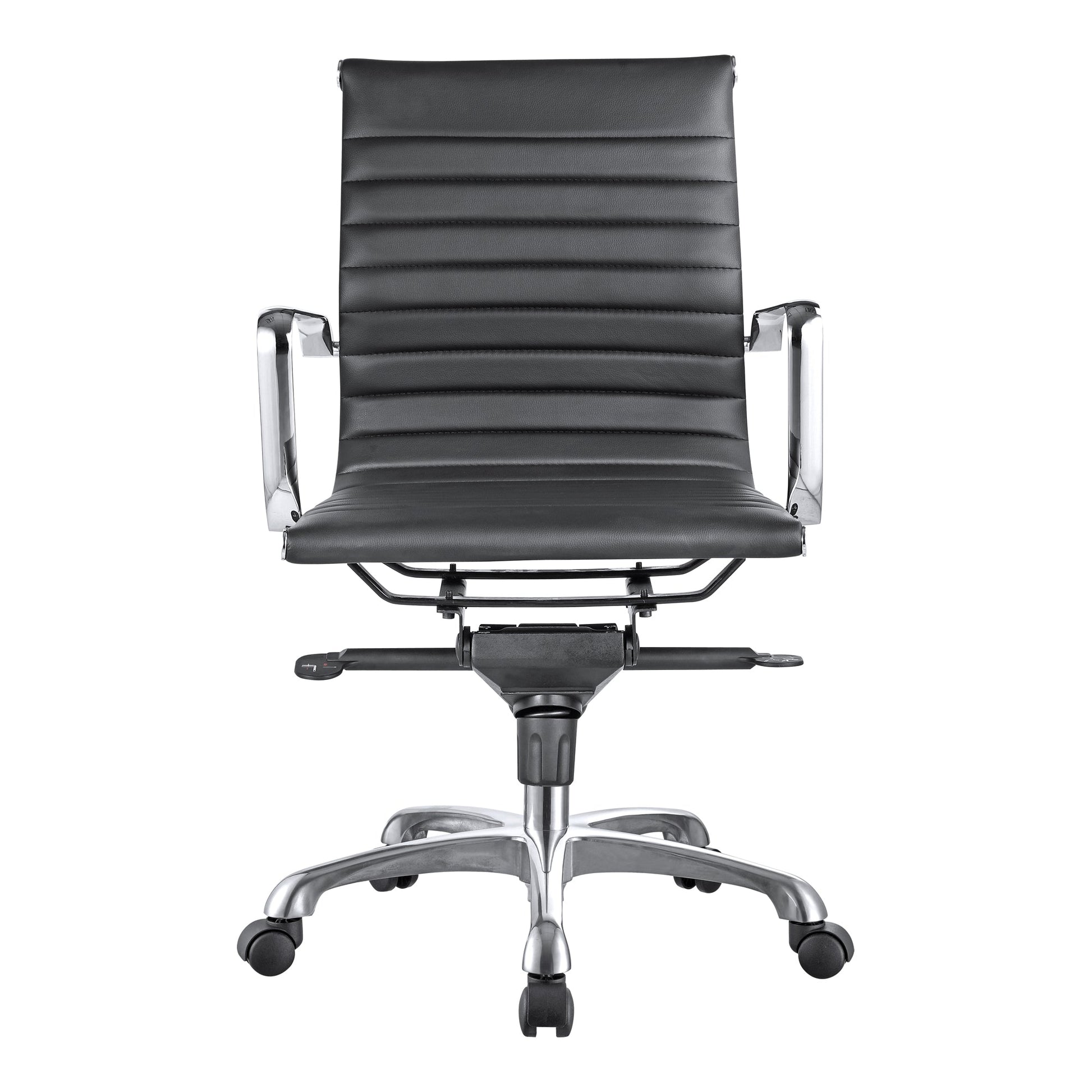 STUDIO SWIVEL OFFICE CHAIR LOW BACK BLACK VEGAN LEATHER-0