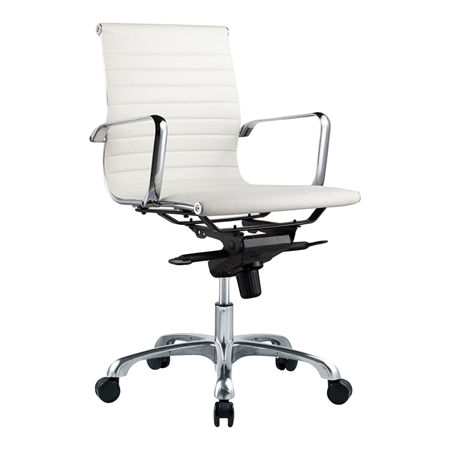 *STUDIO SWIVEL OFFICE CHAIR LOW BACK GREY VEGAN LEATHER-1